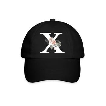 Tropical floral x letter - Baseball Cap - black/black - Front