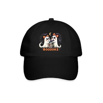 Cute Ghosts Reading Books - Halloween Fun - Baseball Cap - black/black - Front