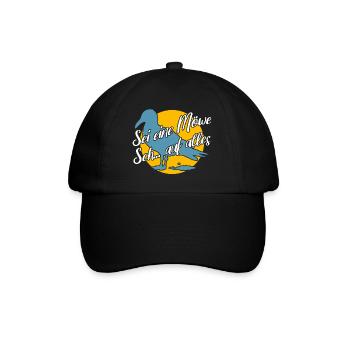 Sei eine Möwe scheiss auf alles. Möwensilhouette - Baseballkappe - Schwarz/Schwarz - Vorne