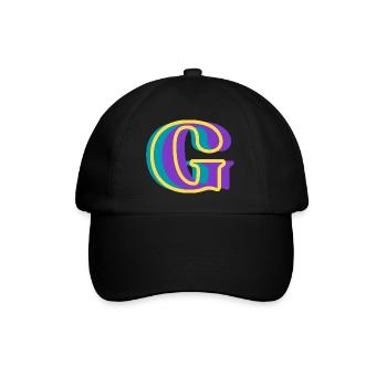 Mehrfarbiger Buchstabe g – originelle Geschenkidee - Baseballkappe - Schwarz/Schwarz - Vorne