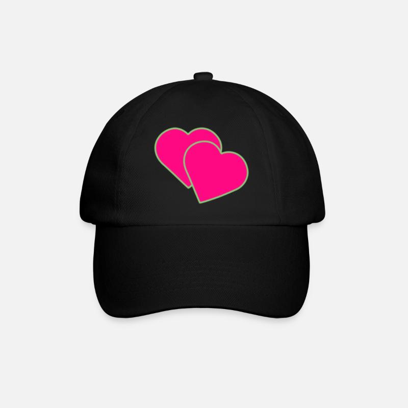Zwei Herzen - Baseballkappe - Schwarz/Schwarz