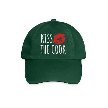 Kiss the cook - kochen - Spruch - Baseballkappe - Flaschengrün - Vorne