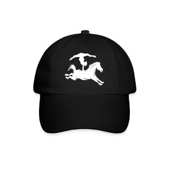 Minimalistische Pferd Reiten Silhouette Voltigiere - Baseballkappe - Schwarz/Schwarz - Vorne
