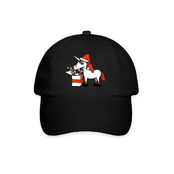 Unicorn Christmas Santa Claus Gifts Hat - Baseball Cap - black/black - Front