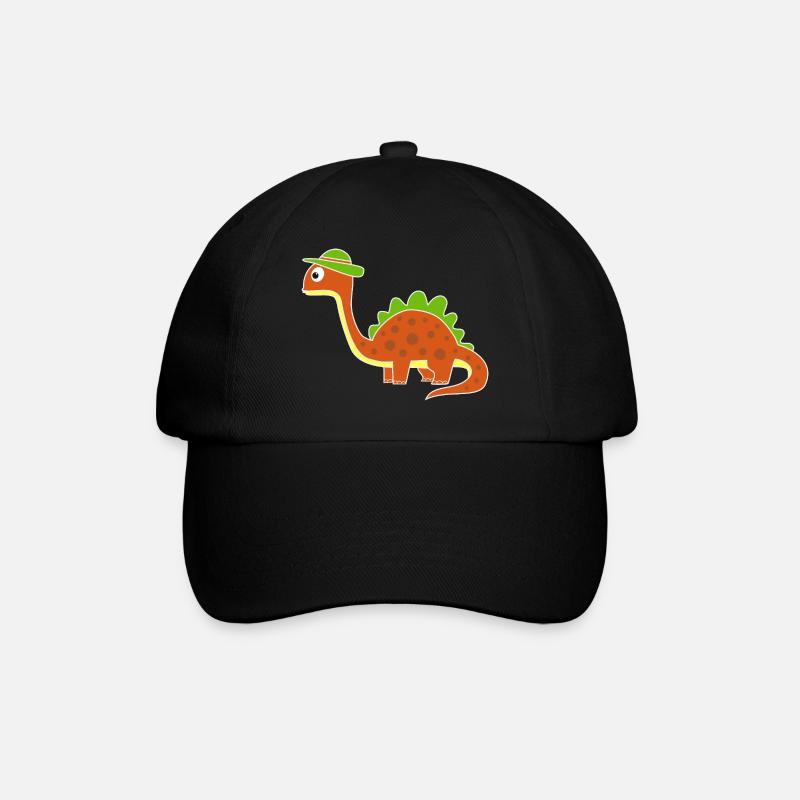 Lustiger Dino mit Punkten - Baseballkappe - Schwarz/Schwarz