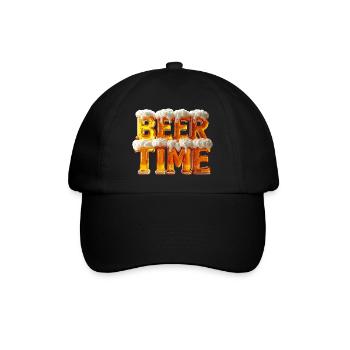 Beer Time – 3D Bierglas-Buchstaben mit Schaum - Baseballkappe - Schwarz/Schwarz - Vorne