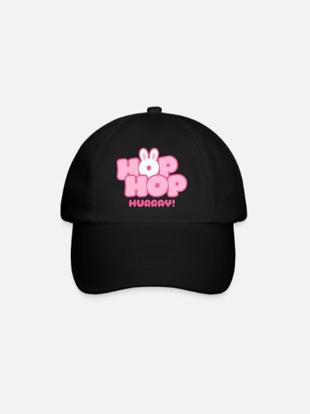 Hop Hop Hurray | Cute Bunny Saying Motif - Baseball Cap - black/black