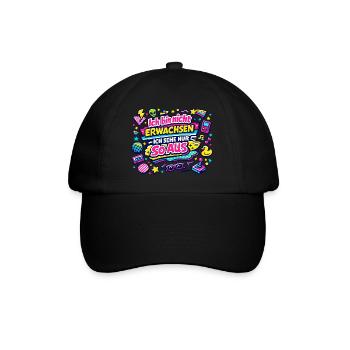 Ich bin nicht erwachsen – Retro - Baseballkappe - Schwarz/Schwarz - Vorne