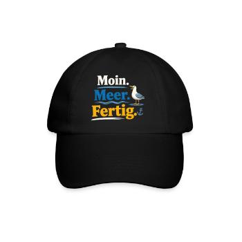 Moin Meer Fertig Möwe lustig Spruch  - Baseballkappe - Schwarz/Schwarz - Vorne