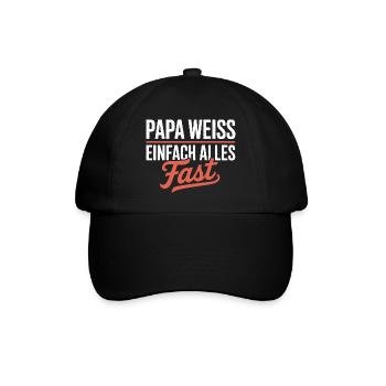 Papa Witze Der Geniale Papa Der Alles Weiß - Baseballkappe - Schwarz/Schwarz - Vorne