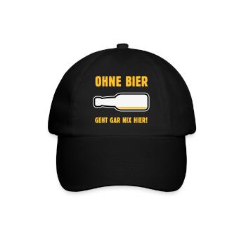 Ohne Bier Geht Gar Nix Hier! (Bierchen / NEG 3C) - Baseballkappe - Schwarz/Schwarz - Vorne