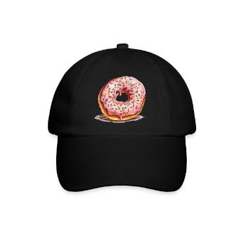 Pink donut with sprinkles - Baseball Cap - black/black - Front