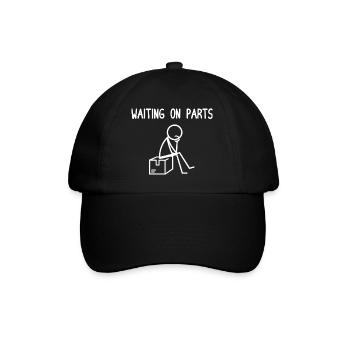 Wartet auf Ersatzteile | DIY-Garagenhumor - Baseballkappe - Schwarz/Schwarz - Vorne