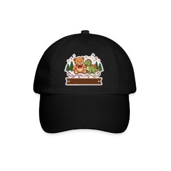 Cuddly toy and dinosaur in the forest - Baseball Cap - black/black - Front