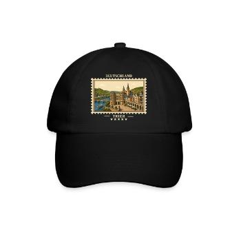 Deutschland Trier Vintage Reisemarke - Baseballkappe - Schwarz/Schwarz - Vorne