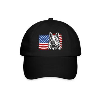 Weisser Schweizer Schäferhund Amerika Fahne Hunde - Baseballkappe - Schwarz/Schwarz - Vorne