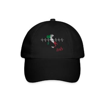 Italy heartbeat Italien - Baseballkappe - Schwarz/Schwarz - Vorne