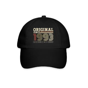 Original seit 1993 Jahrgang Geburtstag Geschenk - Baseballkappe - Schwarz/Schwarz - Vorne
