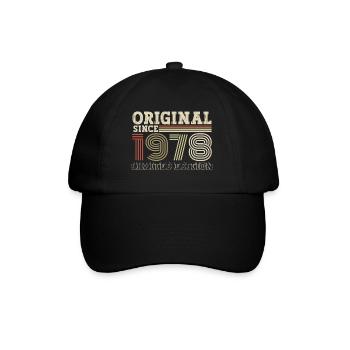Original seit 1978 Jahrgang Geburtstag Geschenk - Baseballkappe - Schwarz/Schwarz - Vorne