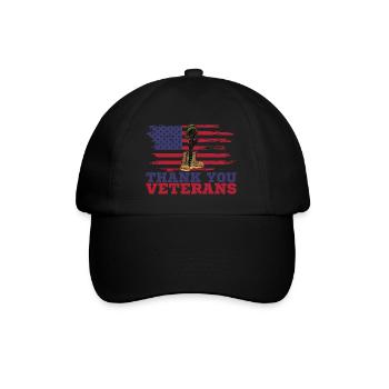 Thank you veterans military father's day Flag USA - Baseballkappe - Schwarz/Schwarz - Vorne