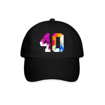 NUMMER 40 JAHRE ALT 40. GEBURTSTAG - Baseballkappe - Schwarz/Schwarz - Vorne