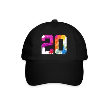 FARBIG NUMMER 20 BUNT 20. GEBURTSTAG - Baseballkappe - Schwarz/Schwarz - Vorne