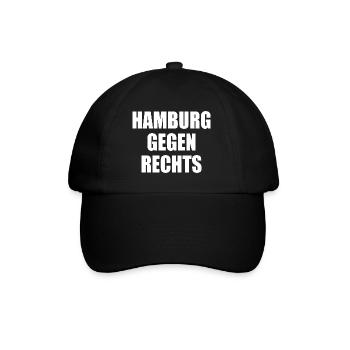 hamburg gegen rechts - Baseballkappe - Schwarz/Schwarz - Vorne