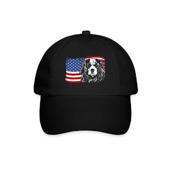 Cavalier King Charles Spaniel America Flag Dogs - Baseball Cap - black/black - Front