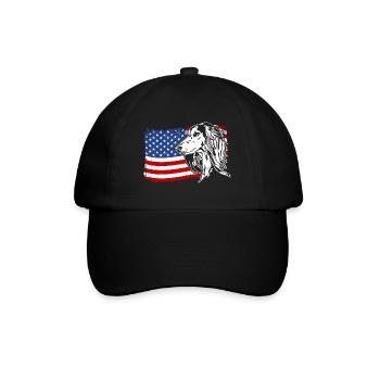 Saluki America Flag Dog Dogs Wilsigns - Baseball Cap - black/black - Front