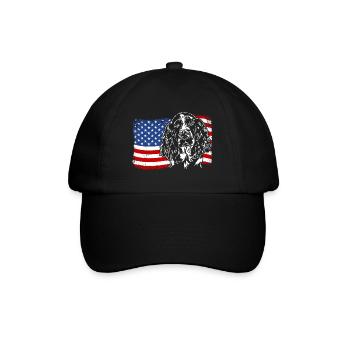 English Springer Spaniel America Flag Dog Dogs - Baseball Cap - black/black - Front