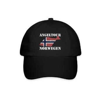 Angeltour Norwegen Heilbutt - Baseballkappe - Schwarz/Schwarz - Vorne