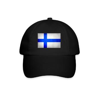Flagge von Finnland, Finnland Flagge - Baseballkappe - Schwarz/Schwarz - Vorne
