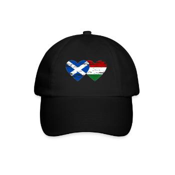 Scotland Hungary flag heart used - Baseball Cap - black/black - Front
