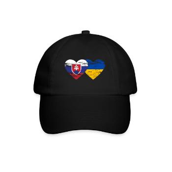 Slowakei Ukraine Flagge Herz used - Baseballkappe - Schwarz/Schwarz - Vorne