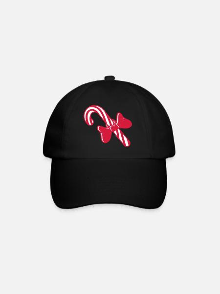 schleife geschenk weihnachten zuckerstange lecker - Baseballkappe - Schwarz/Schwarz