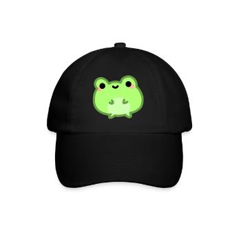 kawaii & glücklicher grüner Frosch froggy - Baseballkappe - Schwarz/Schwarz - Vorne