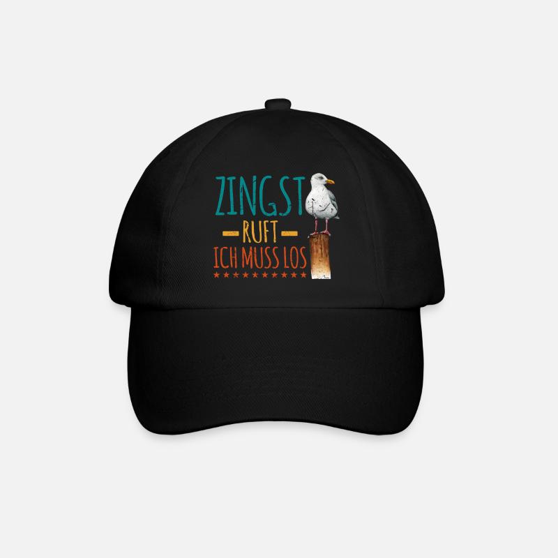 Retro Zingst ruft Anker Ostsee Fischland - Baseballkappe - Schwarz/Schwarz