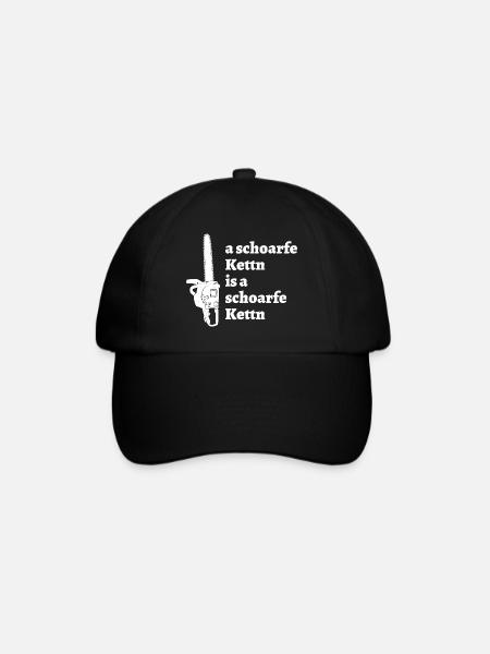 schoarfe Kettn - bayrischer Spruch - Baseballkappe - Schwarz/Schwarz