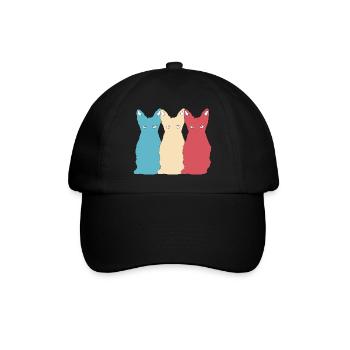 Cat Vector Animal Pet Kitten retro Design - Baseball Cap - black/black - Front