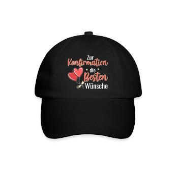 Konfirmation die Besten Wünsche Konfirmand - Baseballkappe - Schwarz/Schwarz - Vorne
