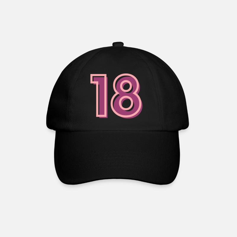 18 Geburtstag - Baseballkappe - Schwarz/Schwarz