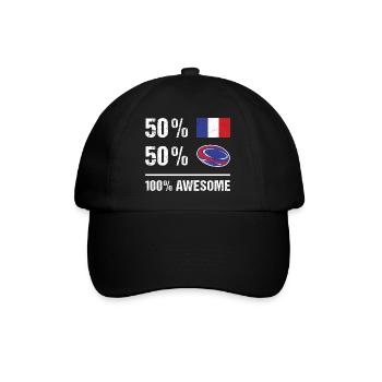 50% France 50% Rugby 100% Awesome France Rugby - Baseballkappe - Schwarz/Schwarz - Vorne
