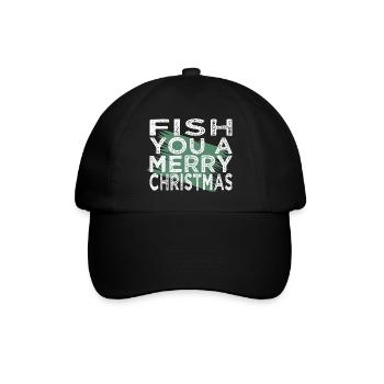 Fish Head Christmas Present Fishing - Baseball Cap - black/black - Front
