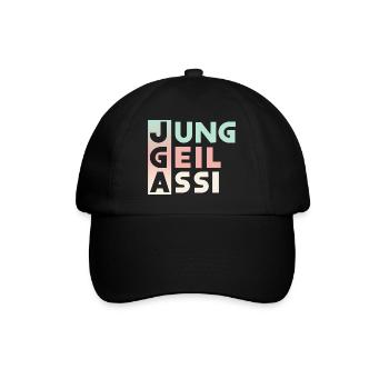 JGA Jung Geil Assi Junggesellenabschied Feiern - Baseballkappe - Schwarz/Schwarz - Vorne