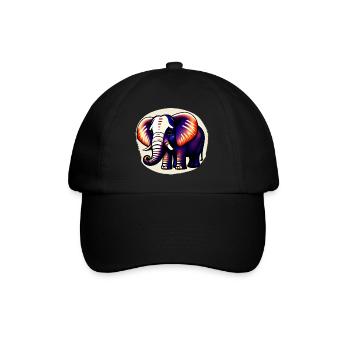 Kleiner Elefant Cartoon niedlich Liebe Abenteuer 2 - Baseballkappe - Schwarz/Schwarz - Vorne
