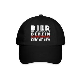 Bier ist billiger als Benzin | Klimawandel, Party - Baseballkappe - Schwarz/Schwarz - Vorne