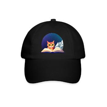 Kitten Books Cat Read Cat Book Domestic Cat - Baseball Cap - black/black - Front