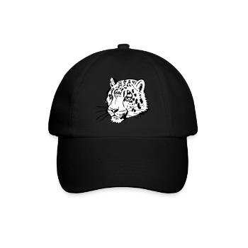 Snow leopard in comic handle - Baseball Cap - black/black - Front