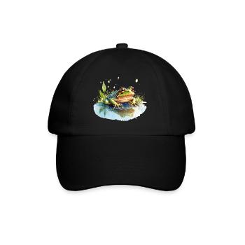 Green grass frogs make a loud concert - Baseball Cap - black/black - Front