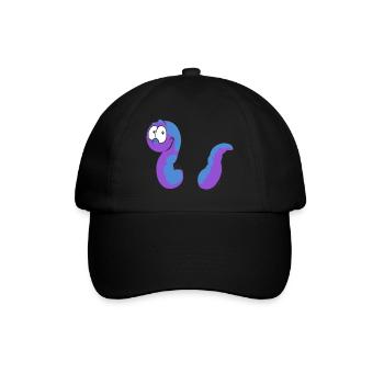Wurm im Cartoon Stil in violett - Baseballkappe - Schwarz/Schwarz - Vorne
